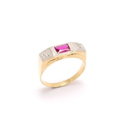 Anel de Pedra Masculino Sint�tico em Ouro 18 Kilates - 20898